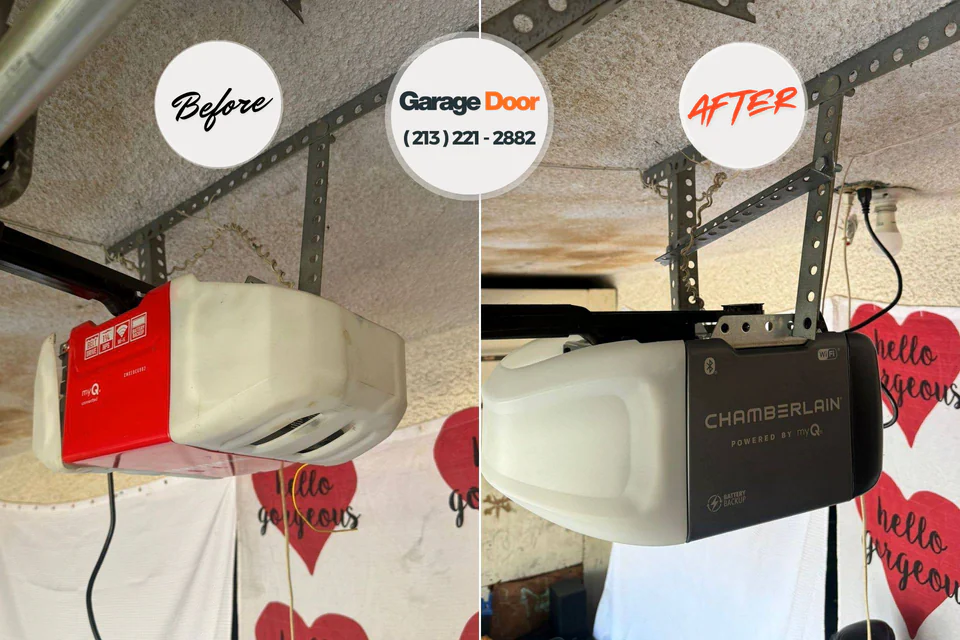 Before and after: garage door repair Princeton, NC